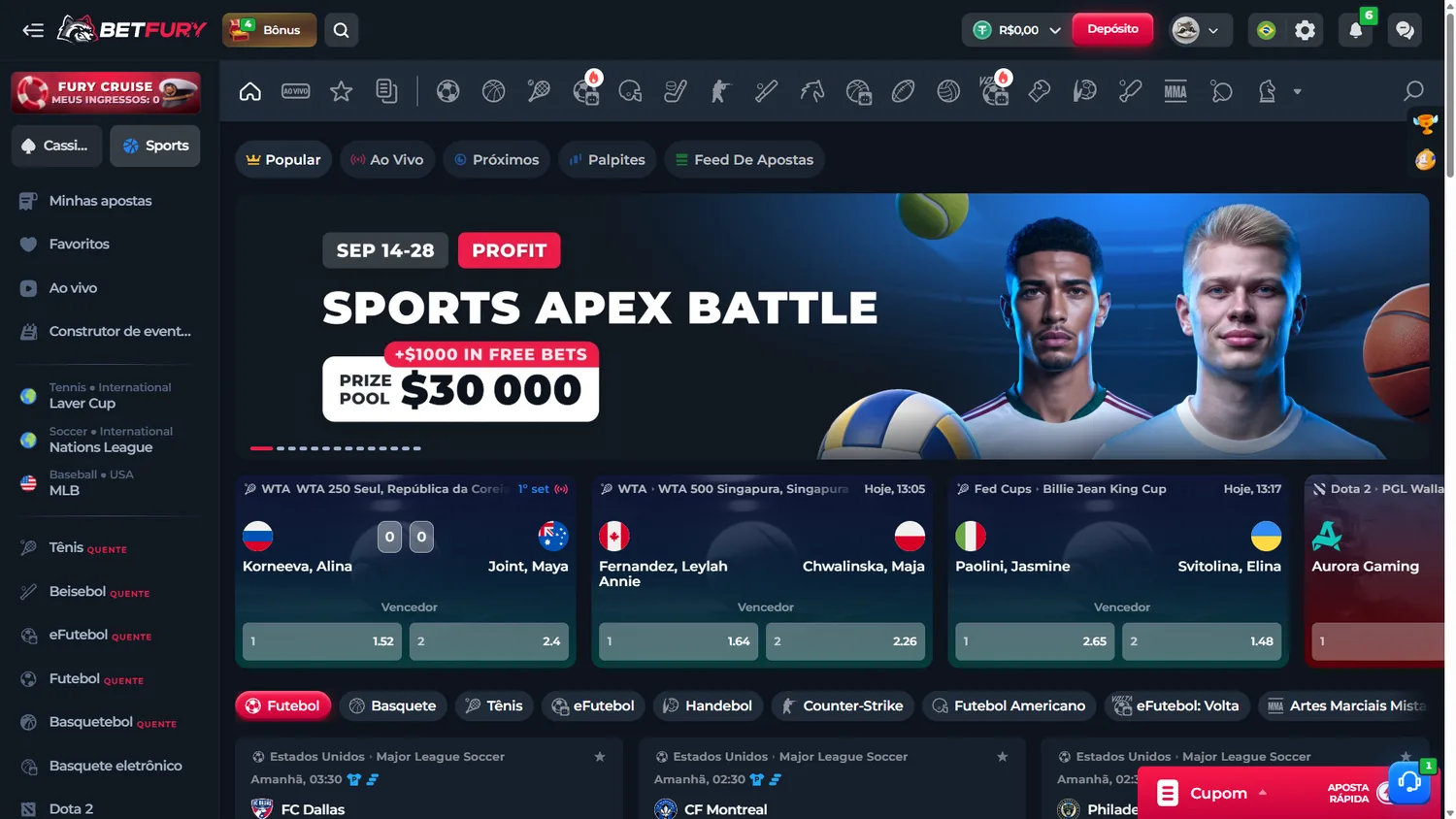 Sportsbook BetFury em português do Brasil