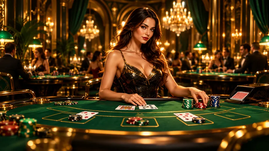 Arte de cassino ao vivo em estilo verde e dourado