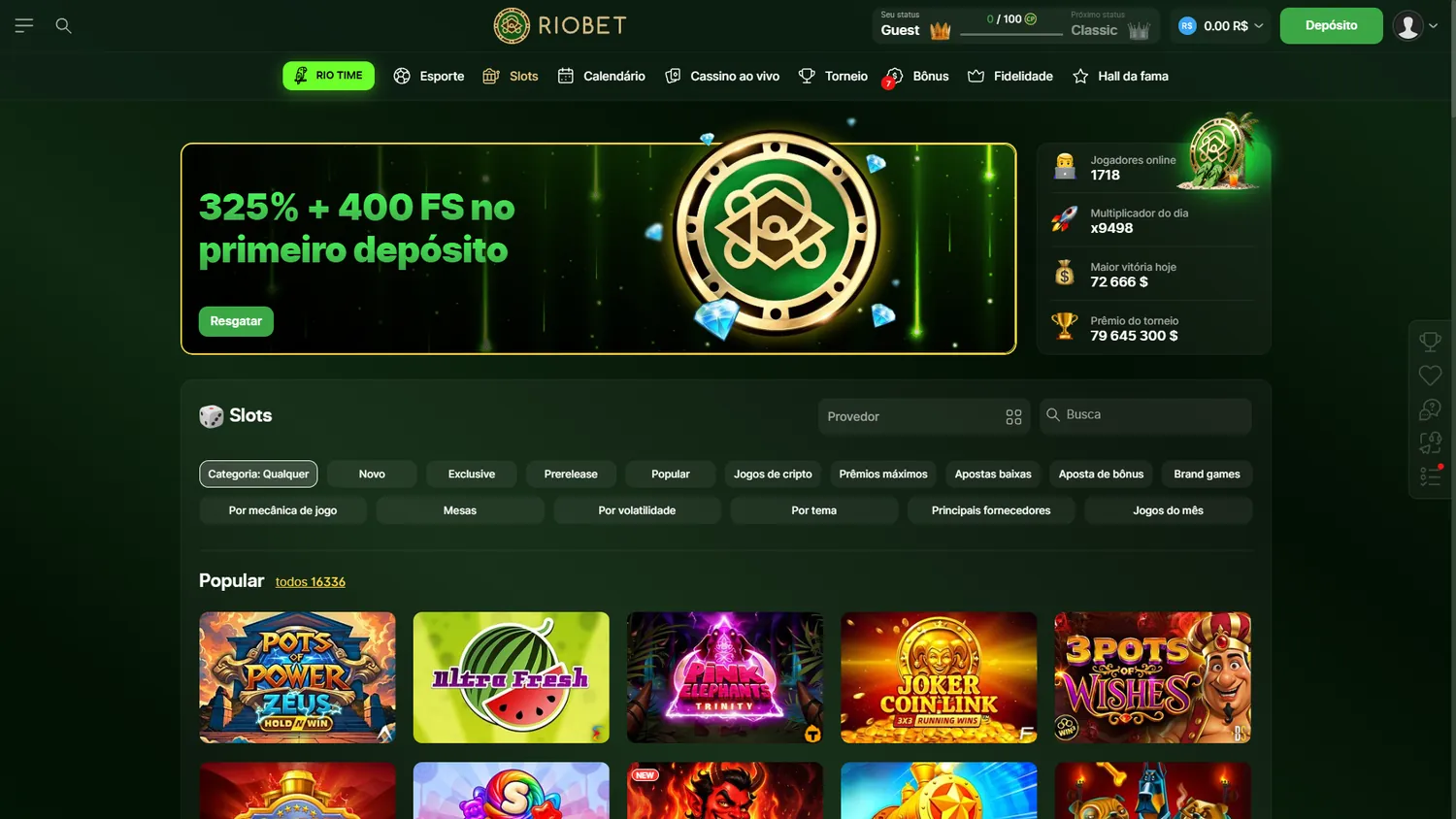 Lobby de cassino Riobet em português